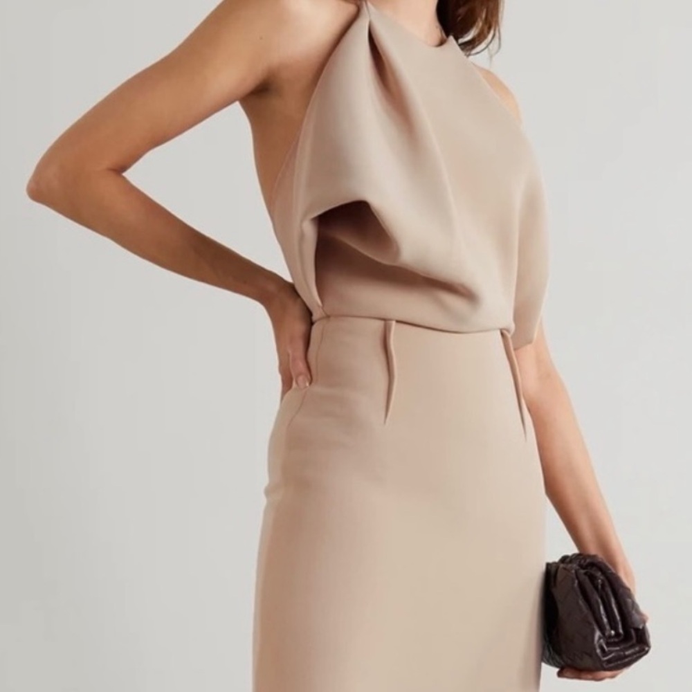 Maticevski Signet Draped Halter Midi Dress